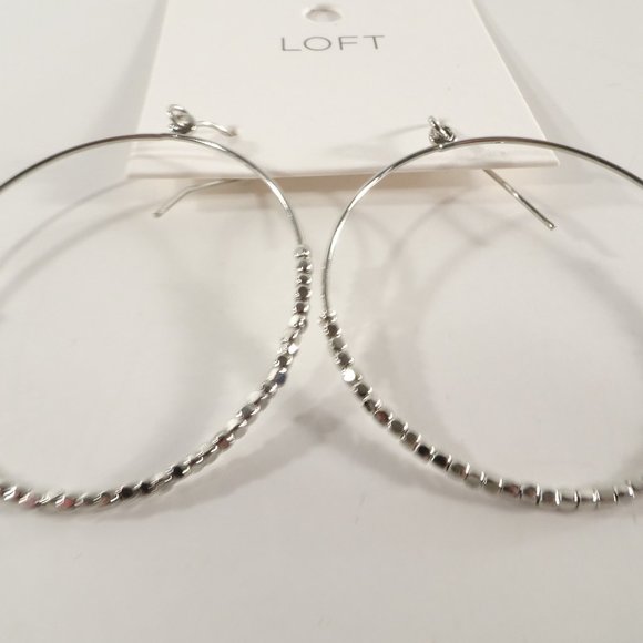 Ann Taylor LOFT Silver Dot Drop Hoop Earrings - Picture 5 of 7